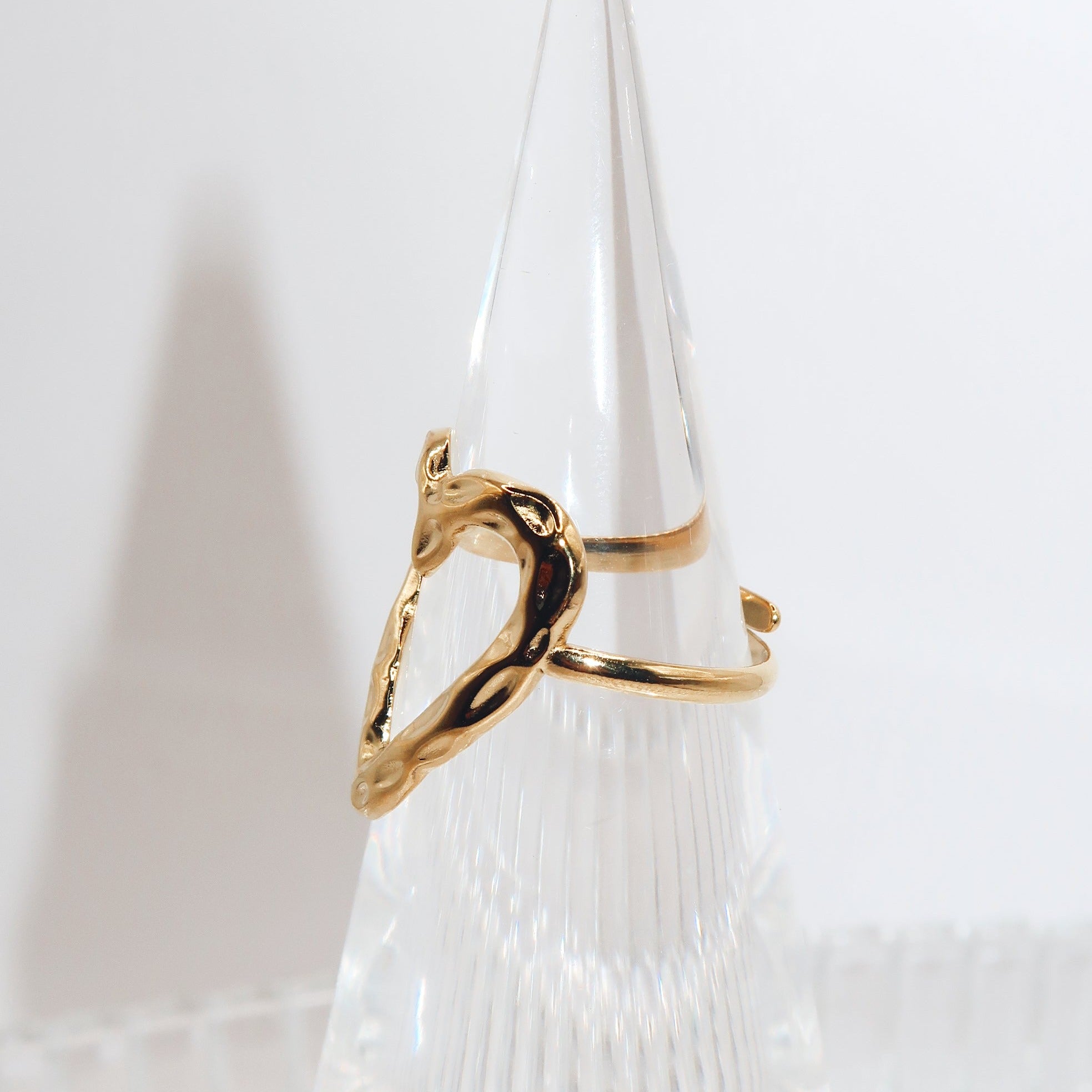 ALANA - 18K PVD Gold Plated Hollow Heart Shaped Ring - Mixed Metals