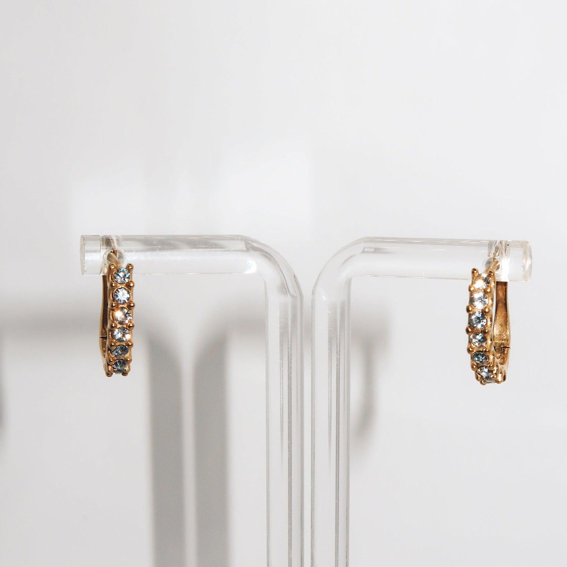 ARIA - 18K PVD Gold Plated CZ Stones Dainty Hoop Earrings with CZ Stones - Mixed Metals