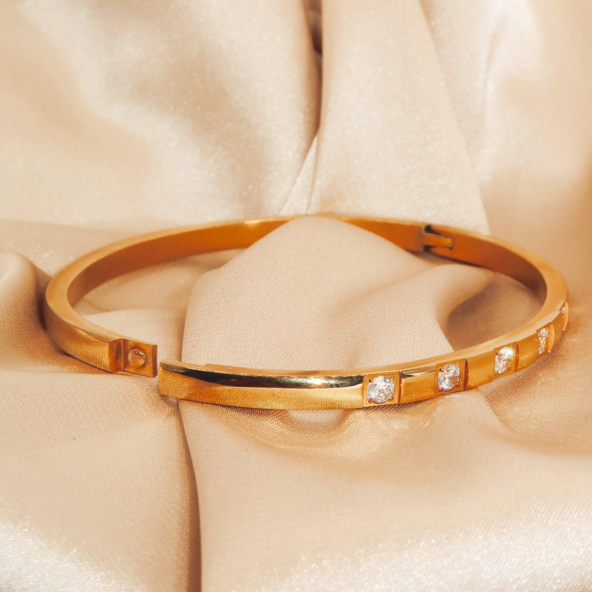 CAMI - 18K PVD Gold Plated Stackable Bracelet with CZ Stones - Mixed Metals
