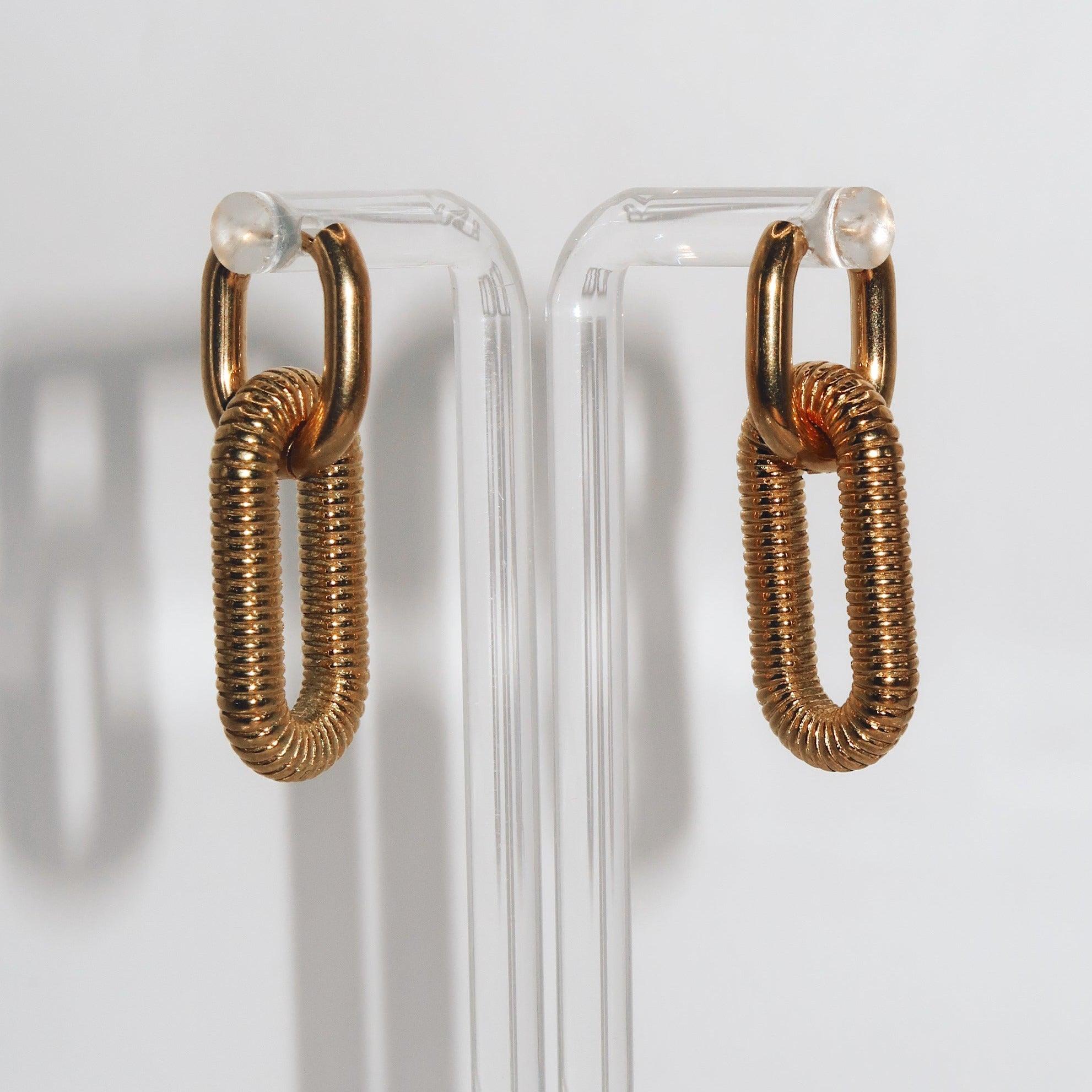CARMEN - 18K PVD Gold Plated Convertible Oval Hoop Earrings - Mixed Metals