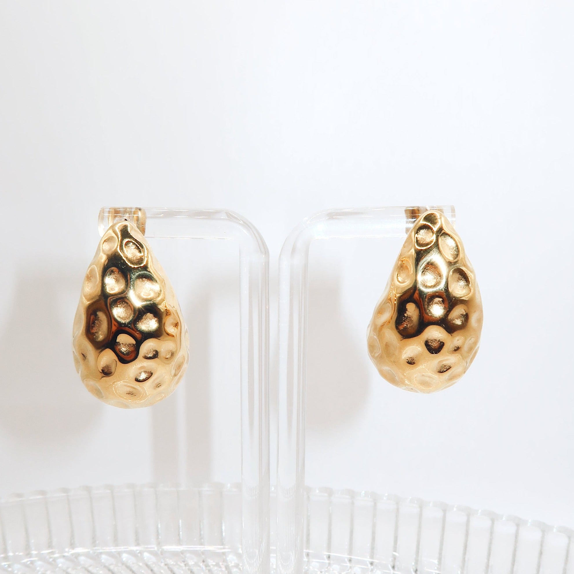 MYA - 18K PVD Gold Plated Chunky Hammered Earrings - Mixed Metals