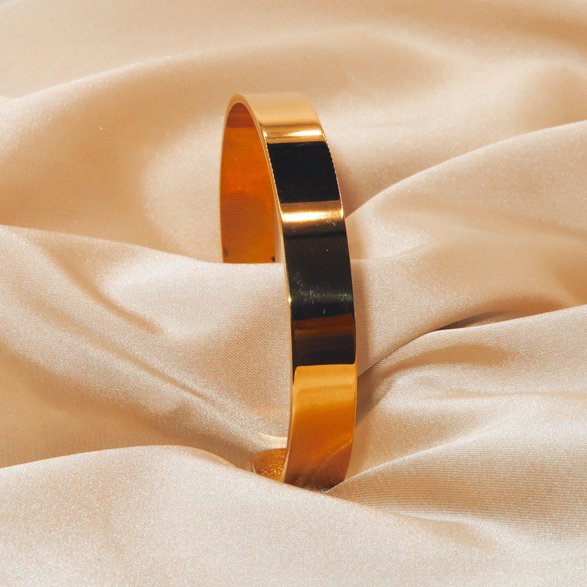 GRACE - 18K PVD Plated Solid Adjustable Stackable Cuff Bracelet - Mixed Metals