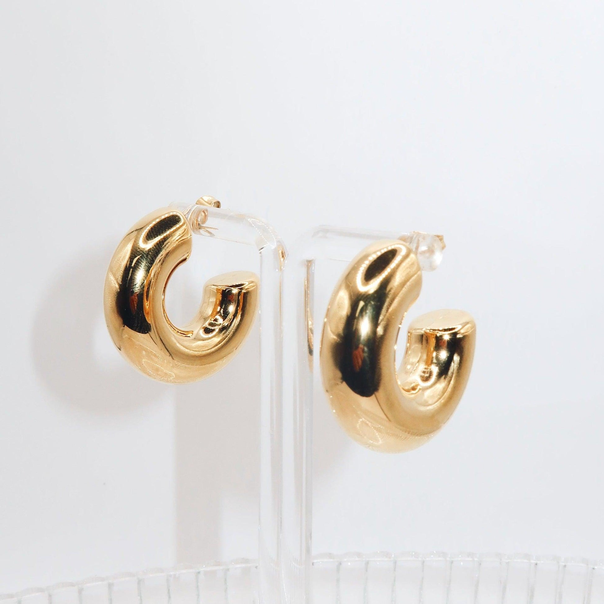 SERENITY - 18K PVD Gold Plated Chunky Hoop Earrings - Mixed Metals