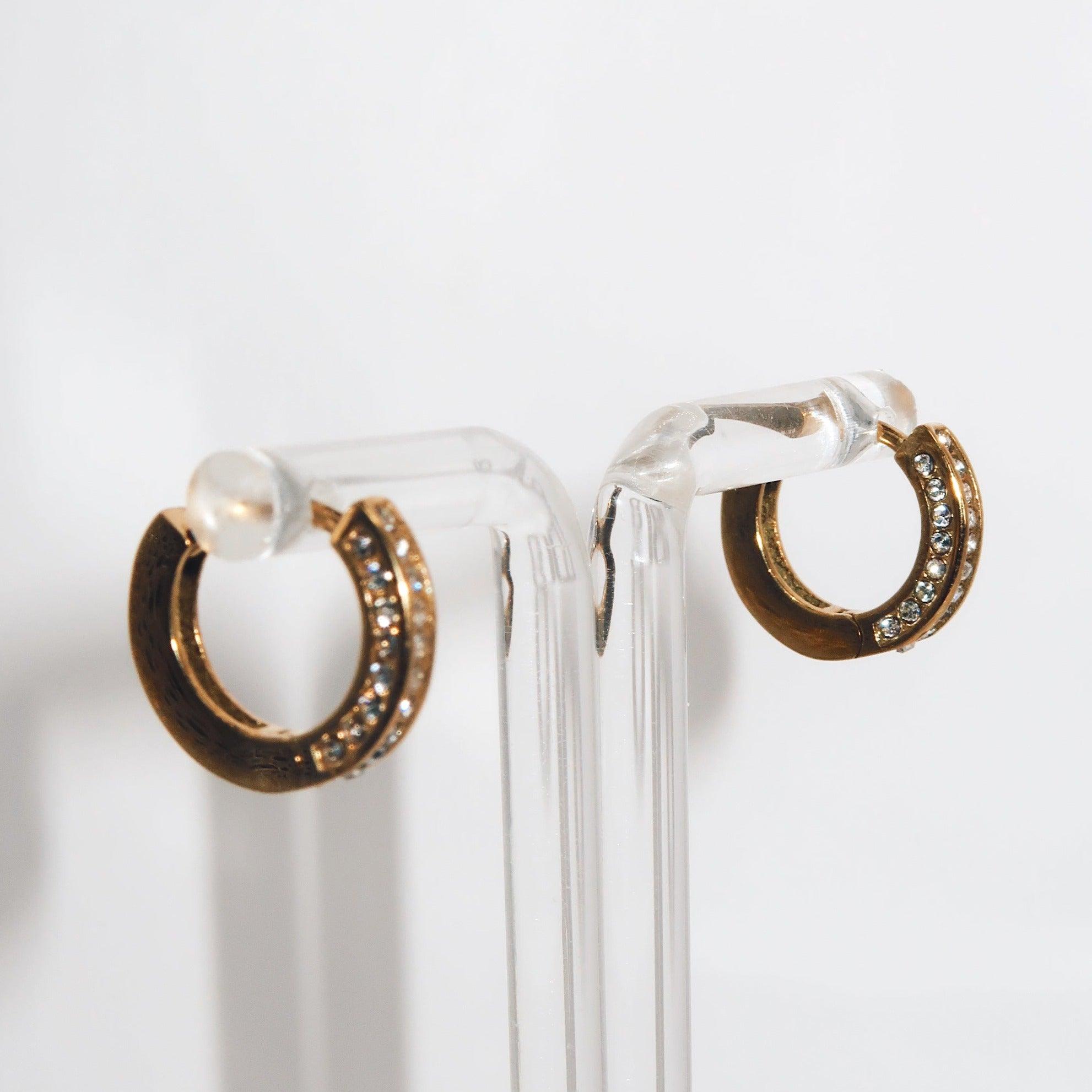 KIMBERLY - 18K PVD Gold Plated Small Hoop Earrings with CZ Stones - Mixed Metals