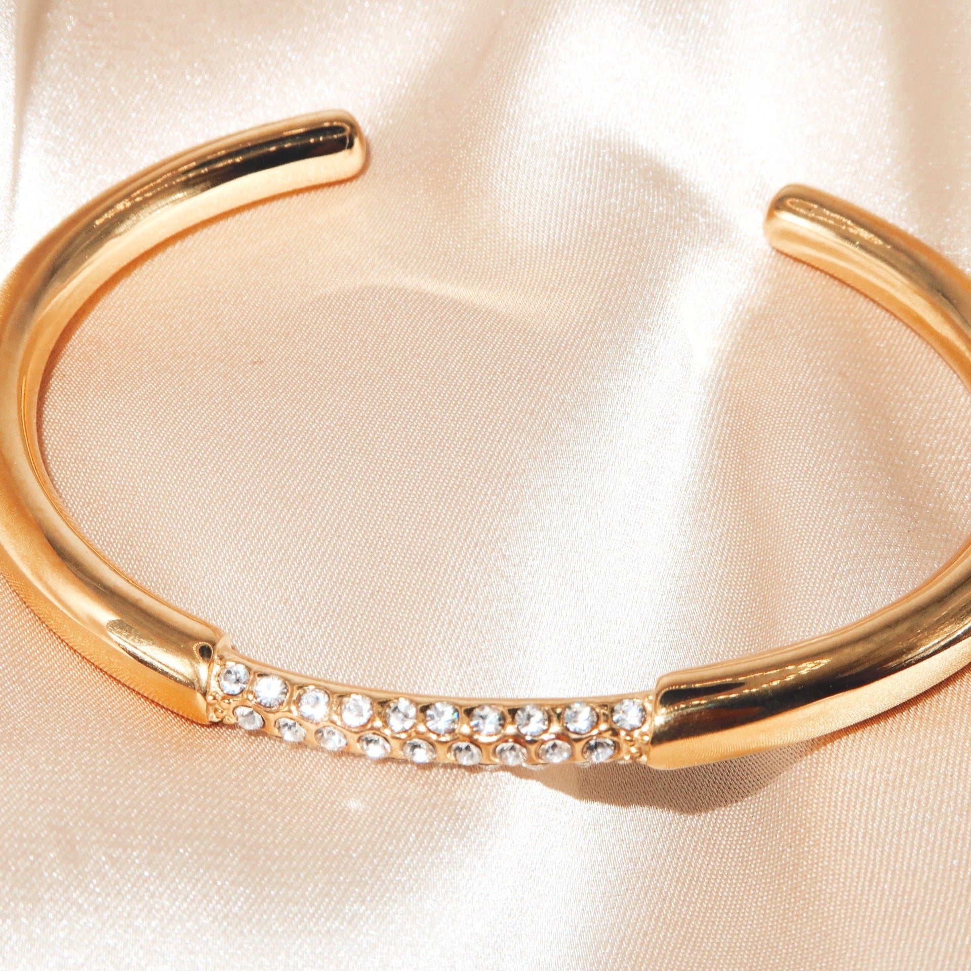 LEX - 18K PVD Gold Plated Adjustable Cuff with CZ Stones - Mixed Metals