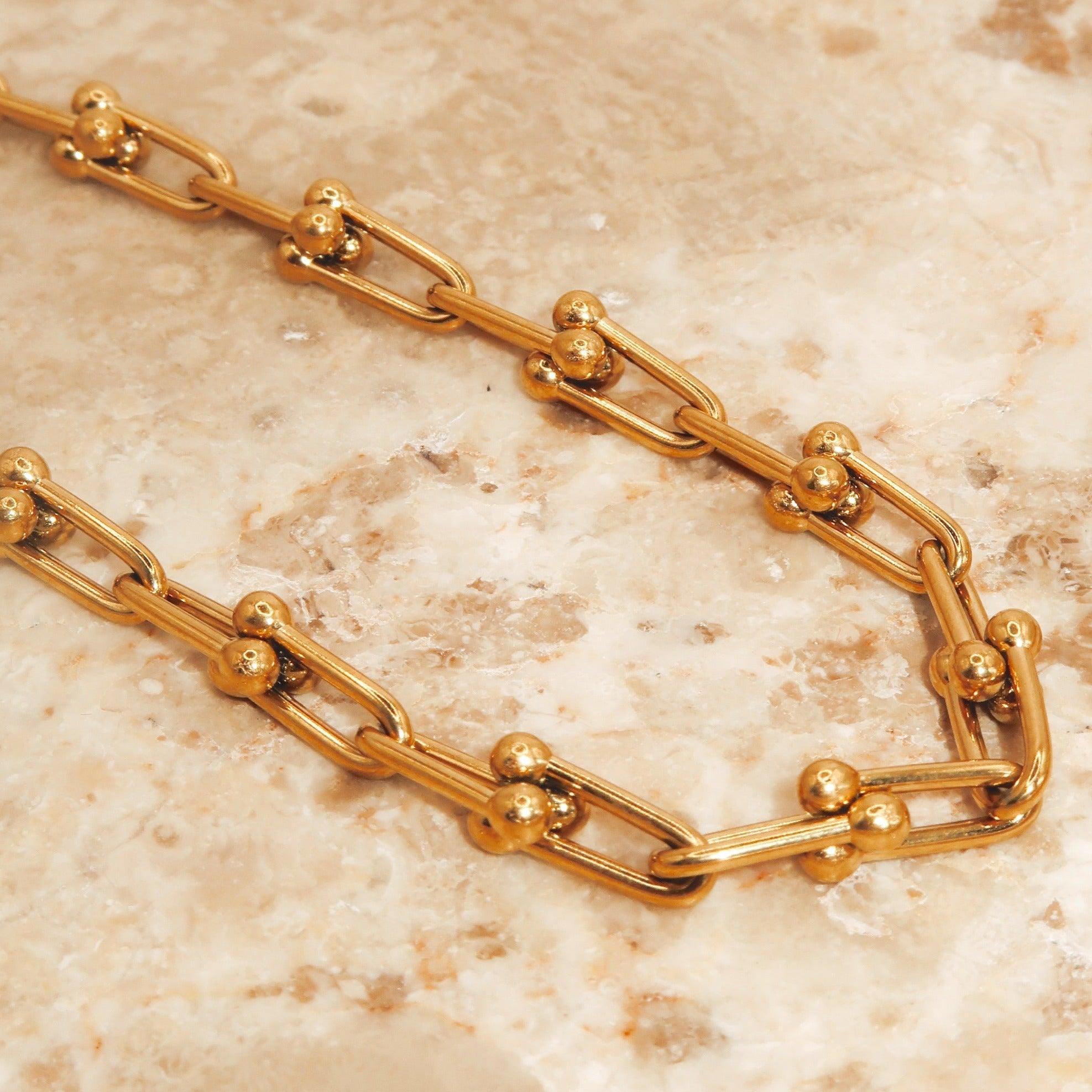 NOUR- 18K PVD Gold Plated Chunky Linked Necklace - Mixed Metals