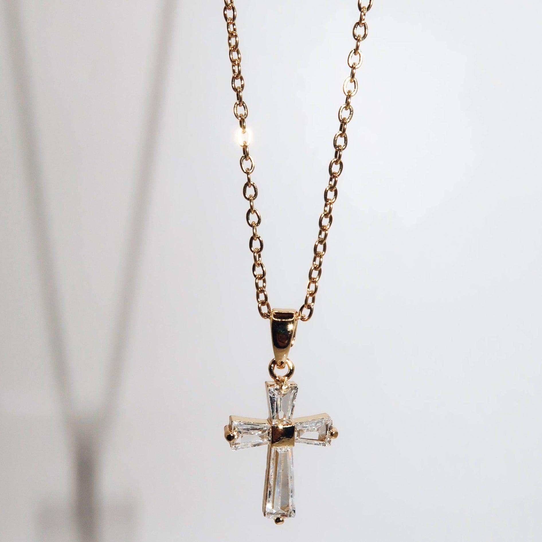 SOPHIA- 18K PVD Gold Plated Dainty Cross Pendant Necklace - Mixed Metals