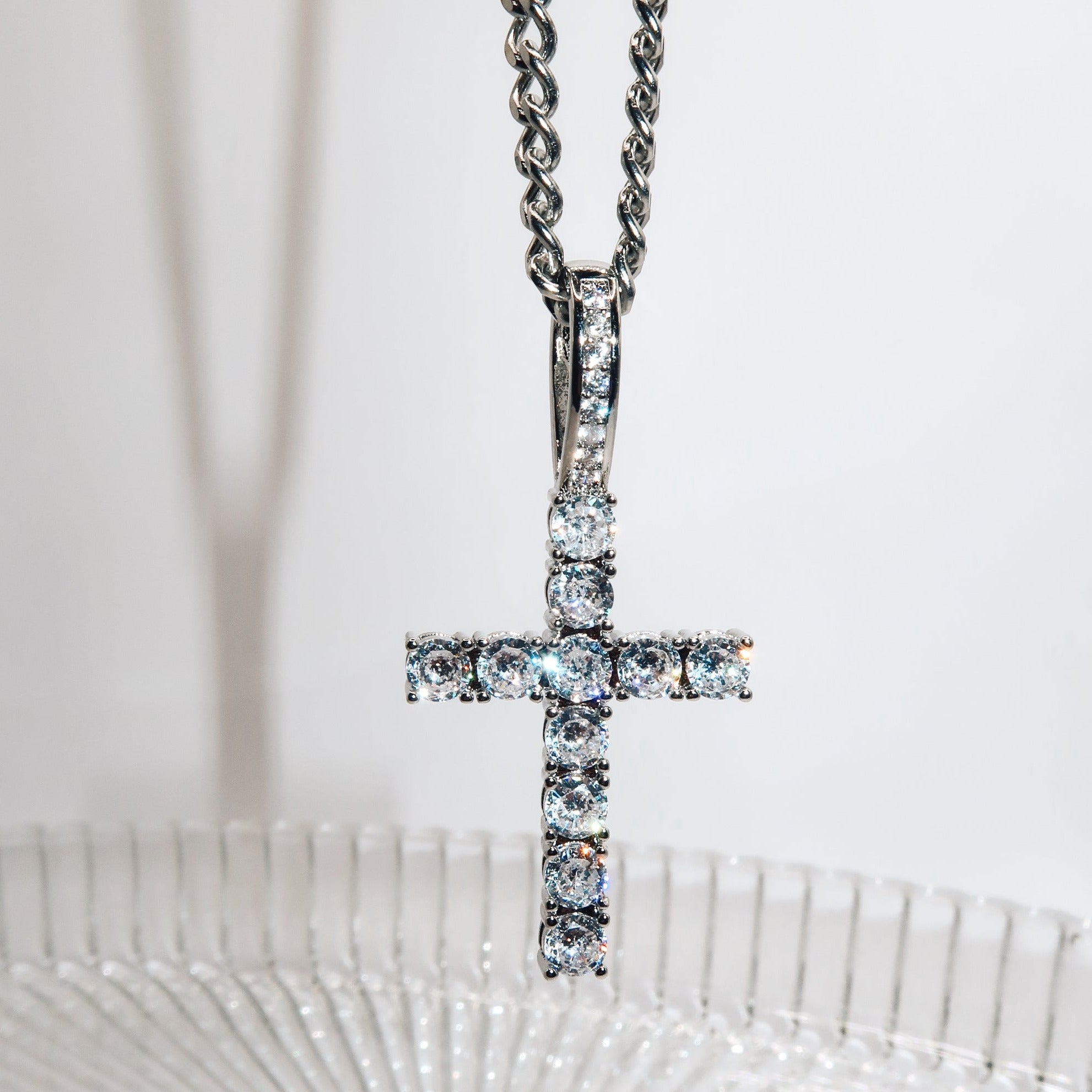 STASSIE - 18K PVD Gold Plated Cross Pendant Necklace with CZ Stones - Mixed Metals