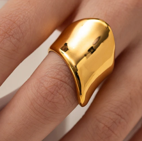 ARYA - 18K PVD Gold Plated Chunky Statement Ring - Mixed Metals