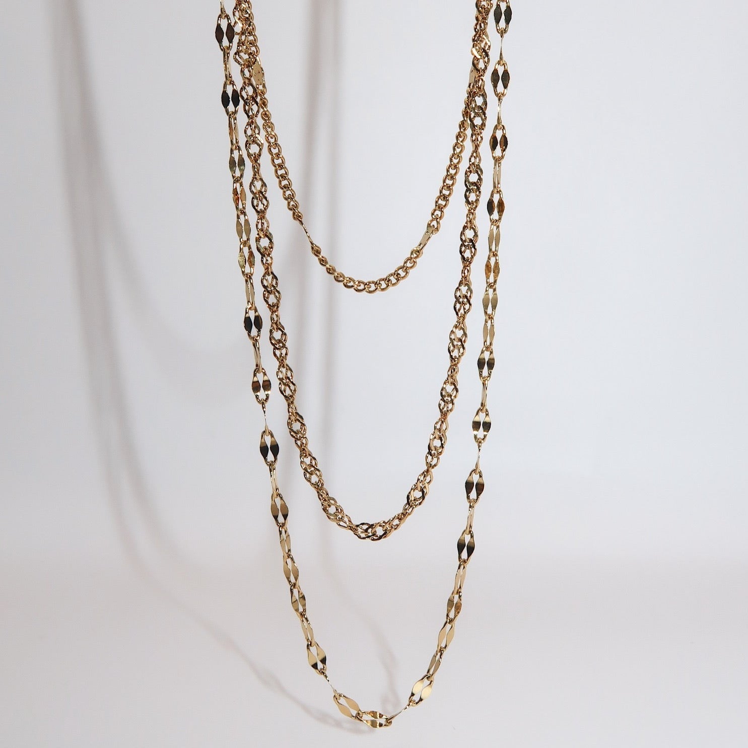 CARISSA - 18K PVD Gold Plated Triple Layered Necklace - Mixed Metals