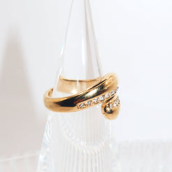COURTNEY - 18K PVD Gold Plated Wrapped with CZ Stones Ring - Mixed Metals