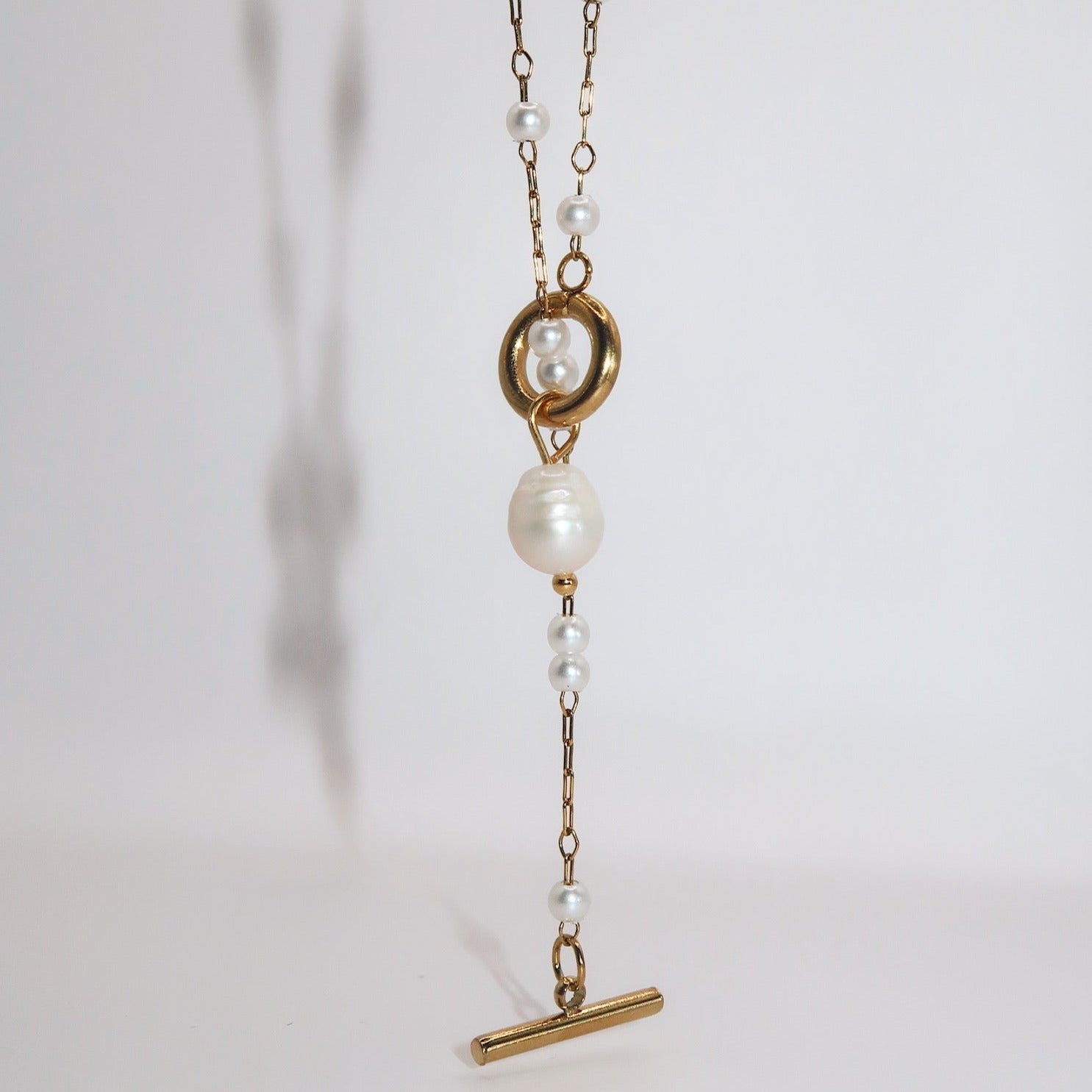 MORGAN - 18K PVD Gold Plated Necklace with Freshwater Pearls - Mixed Metals