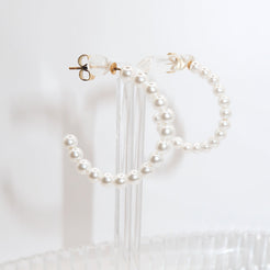 OAKLAND - 18K PVD Gold Plated Freshwater Pearl Hoop Earrings - Mixed Metals