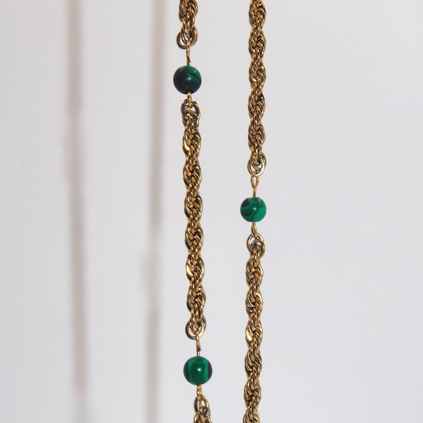 KRYSTAL - 18K PVD Gold Plated Necklace with Green Bead Detail - Mixed Metals