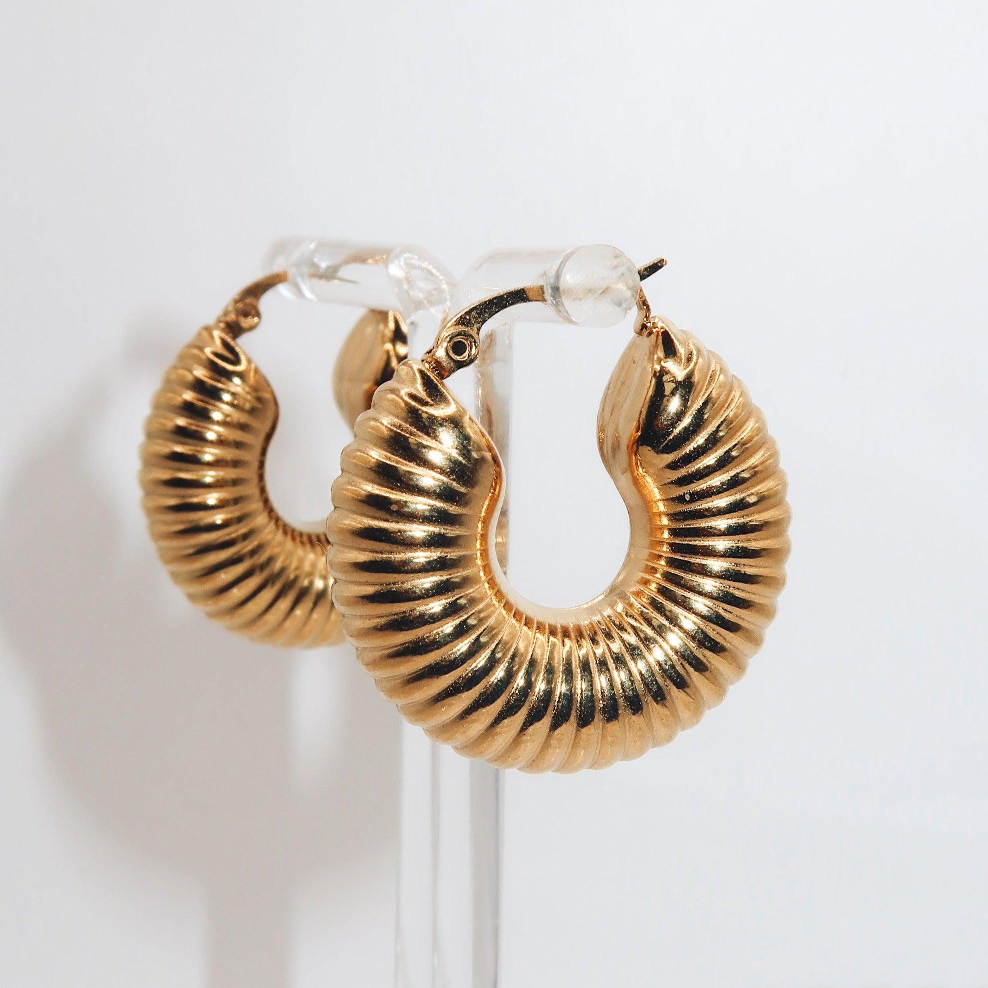 YASMINE - 18K PVD Gold Plated Chunky Hoop Earrings - Mixed Metals