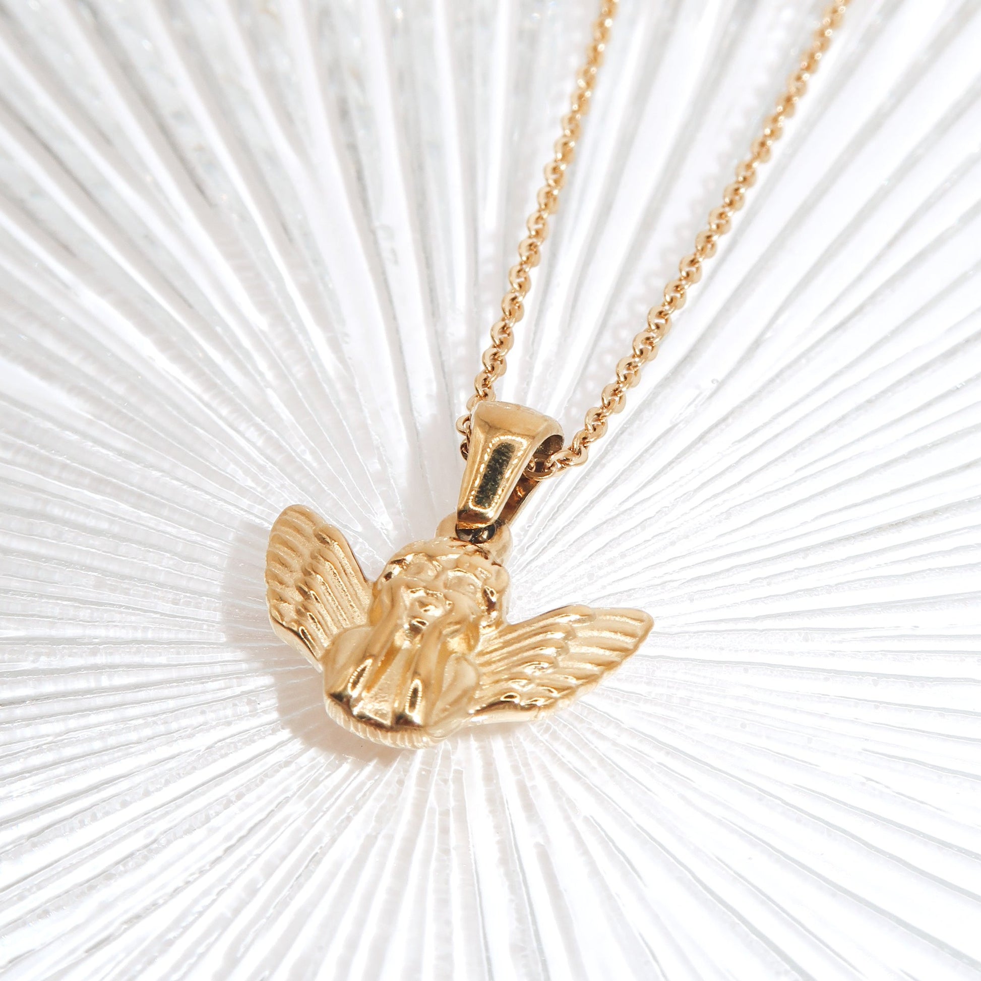 ADELINE - 18K PVD Gold Plated Angel Pendant Necklace - Mixed Metals