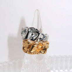 BILLIE - 18K PVD Gold Plated Hammered Chunky Ring - Mixed Metals