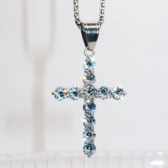 ABBY - 18K PVD Gold Plated Cross Necklace with CZ Stones - Mixed Metals