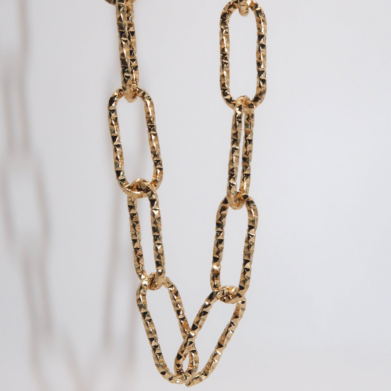 FABIANA - 18K PVD Gold Plated Textured Link Necklace - Mixed Metals