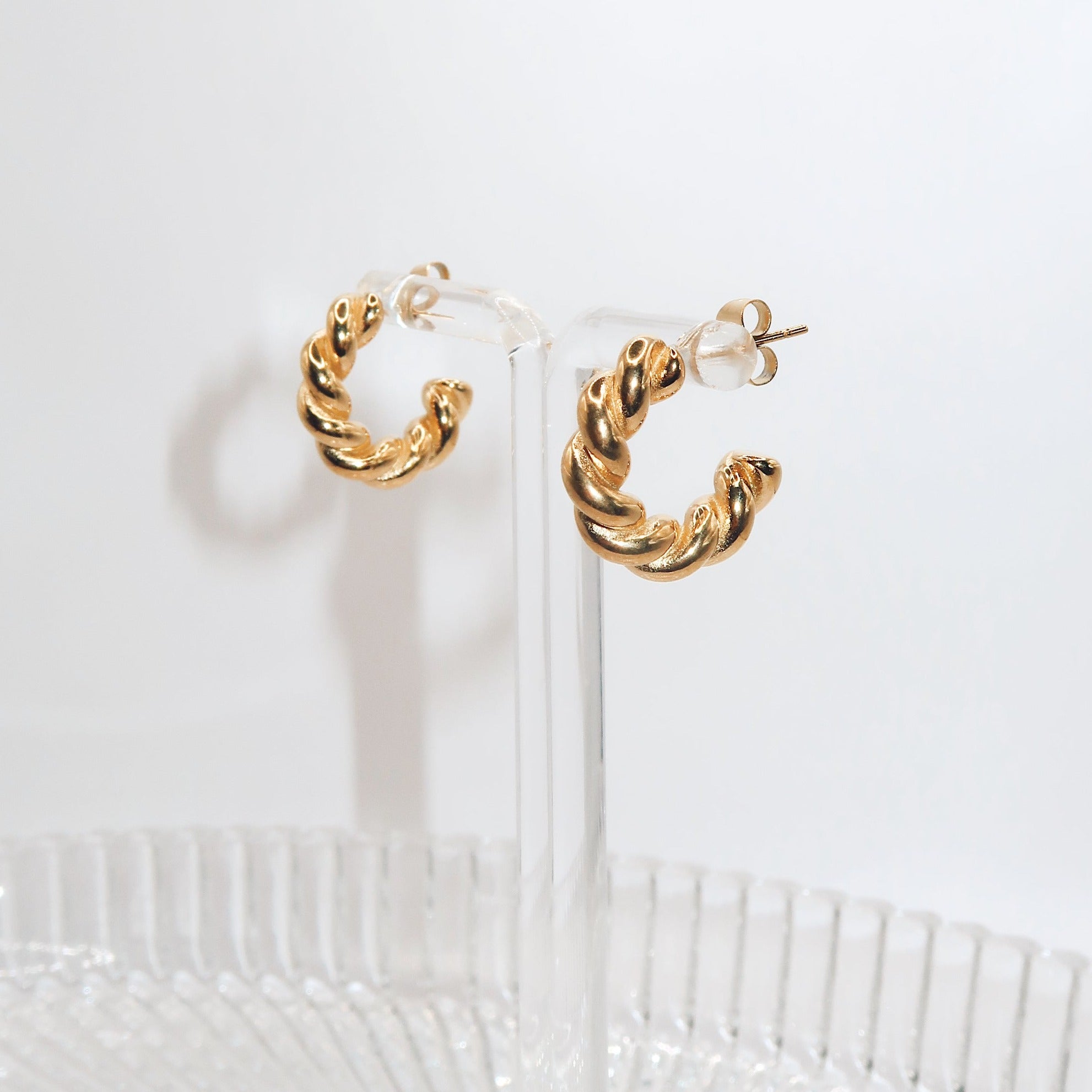 JULISA - 18K PVD Gold Plated Small Twisted Earrings - Mixed Metals