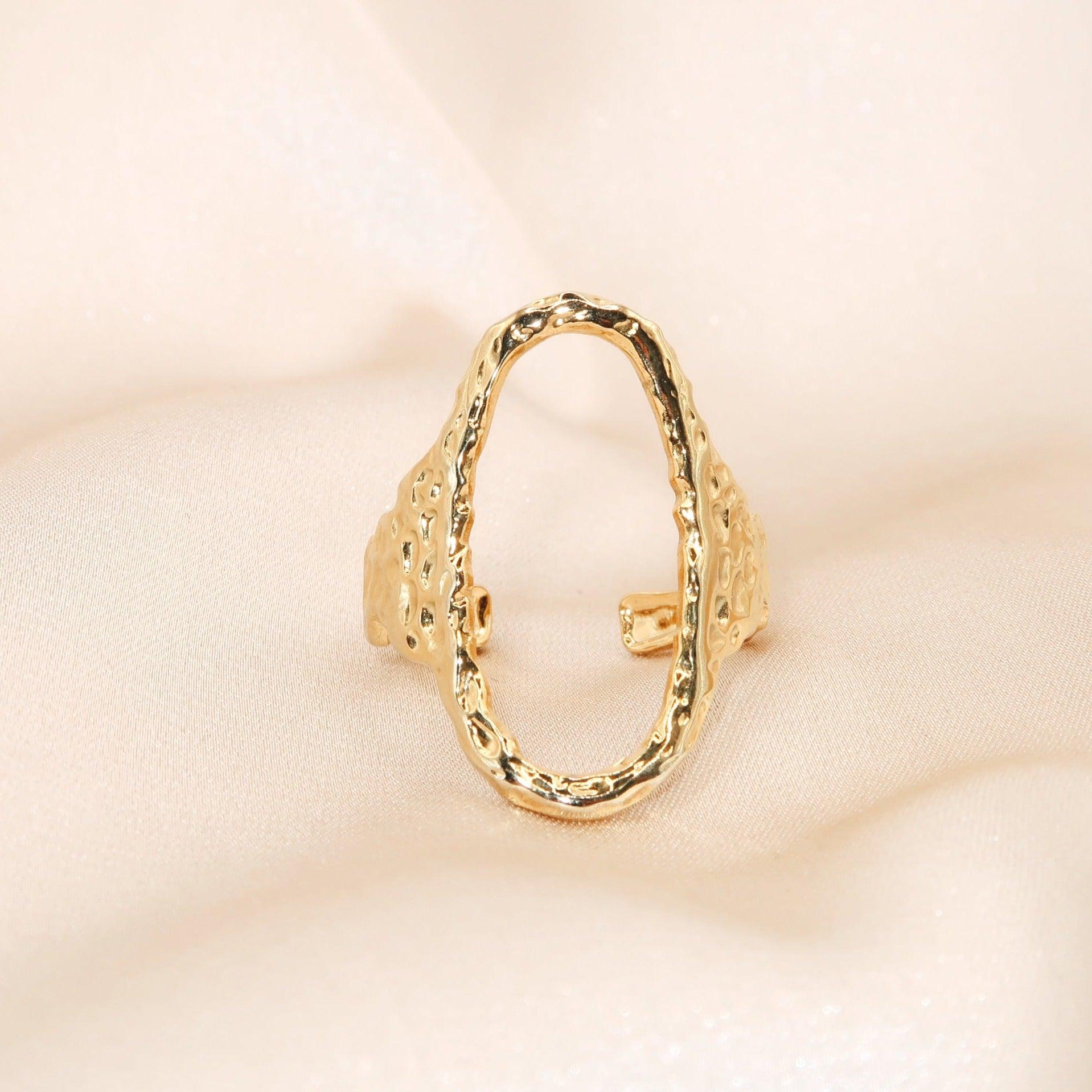 WILLOW - 18K PVD Gold Plated Hollow Oval Shaped Ring - Mixed Metals