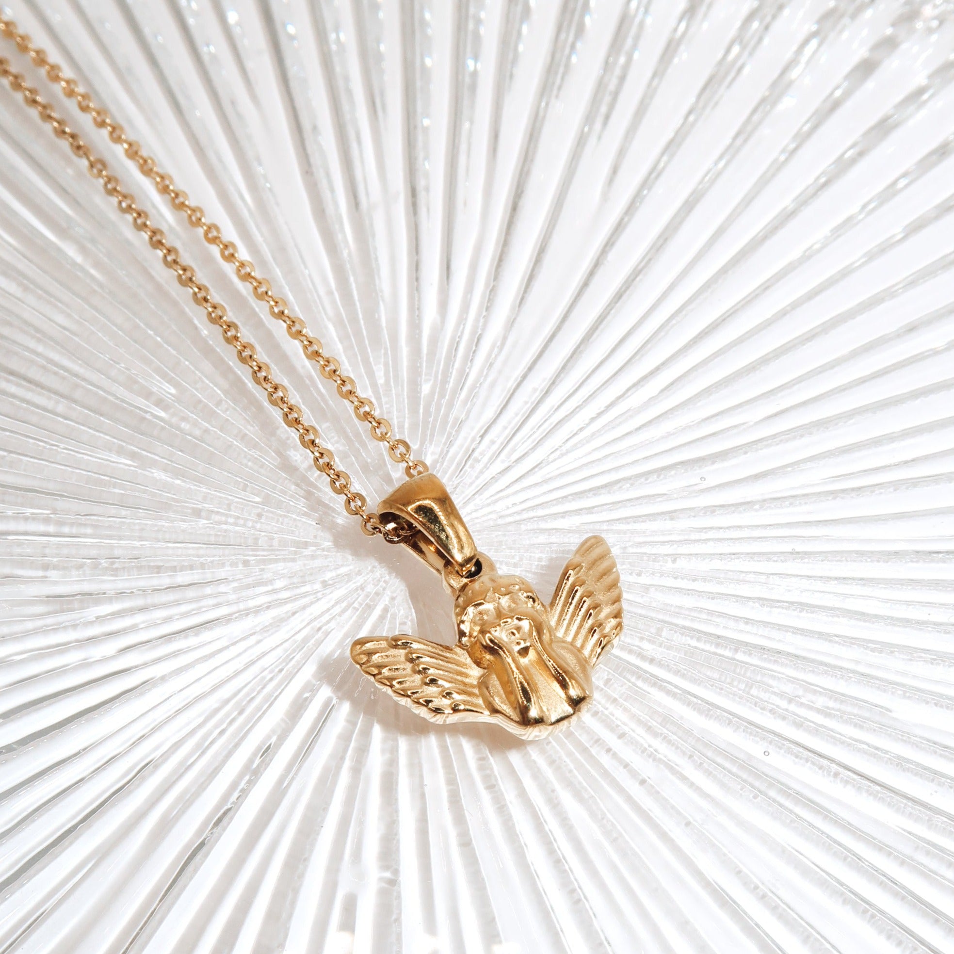 ADELINE - 18K PVD Gold Plated Angel Pendant Necklace - Mixed Metals