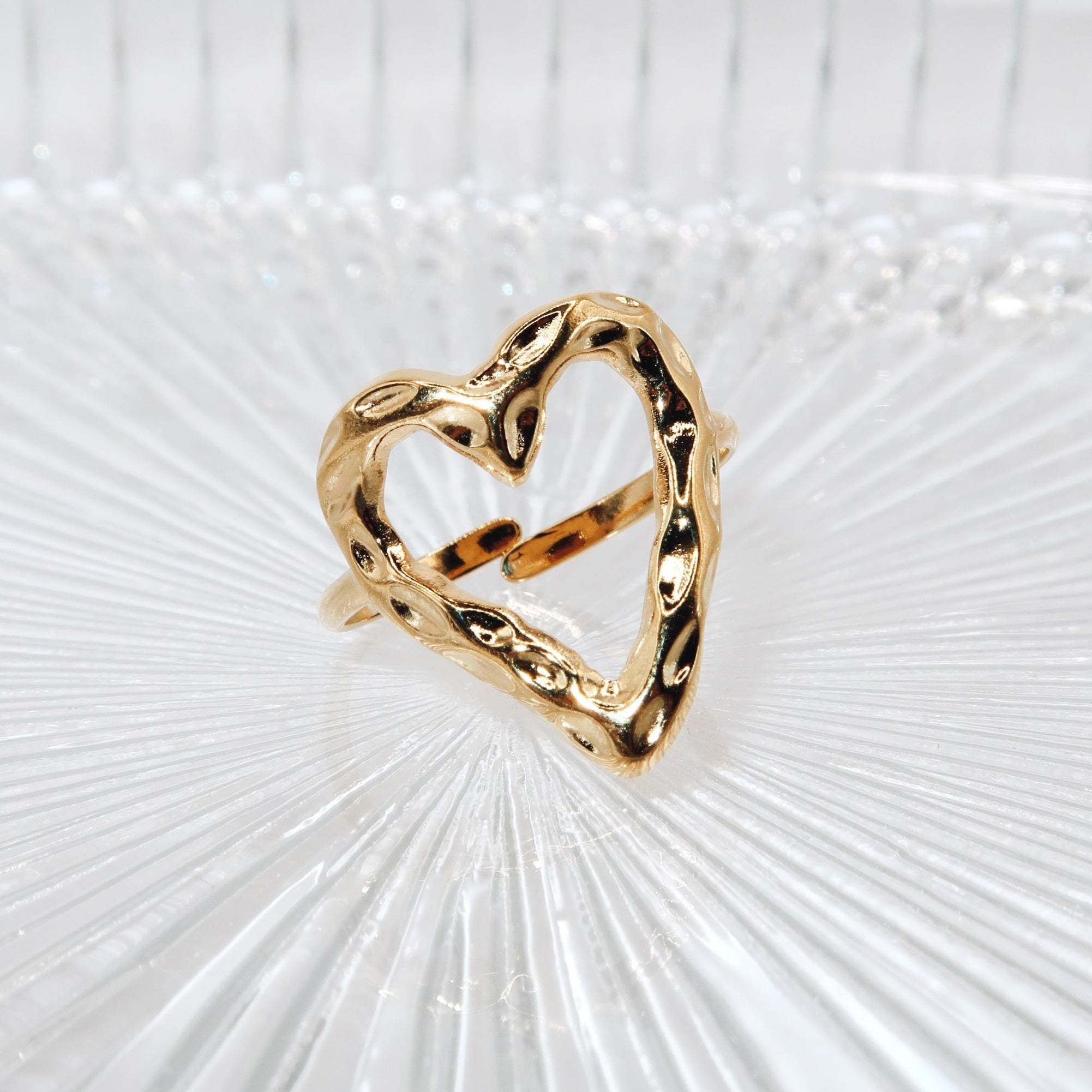 ALANA - 18K PVD Gold Plated Hollow Heart Shaped Ring - Mixed Metals