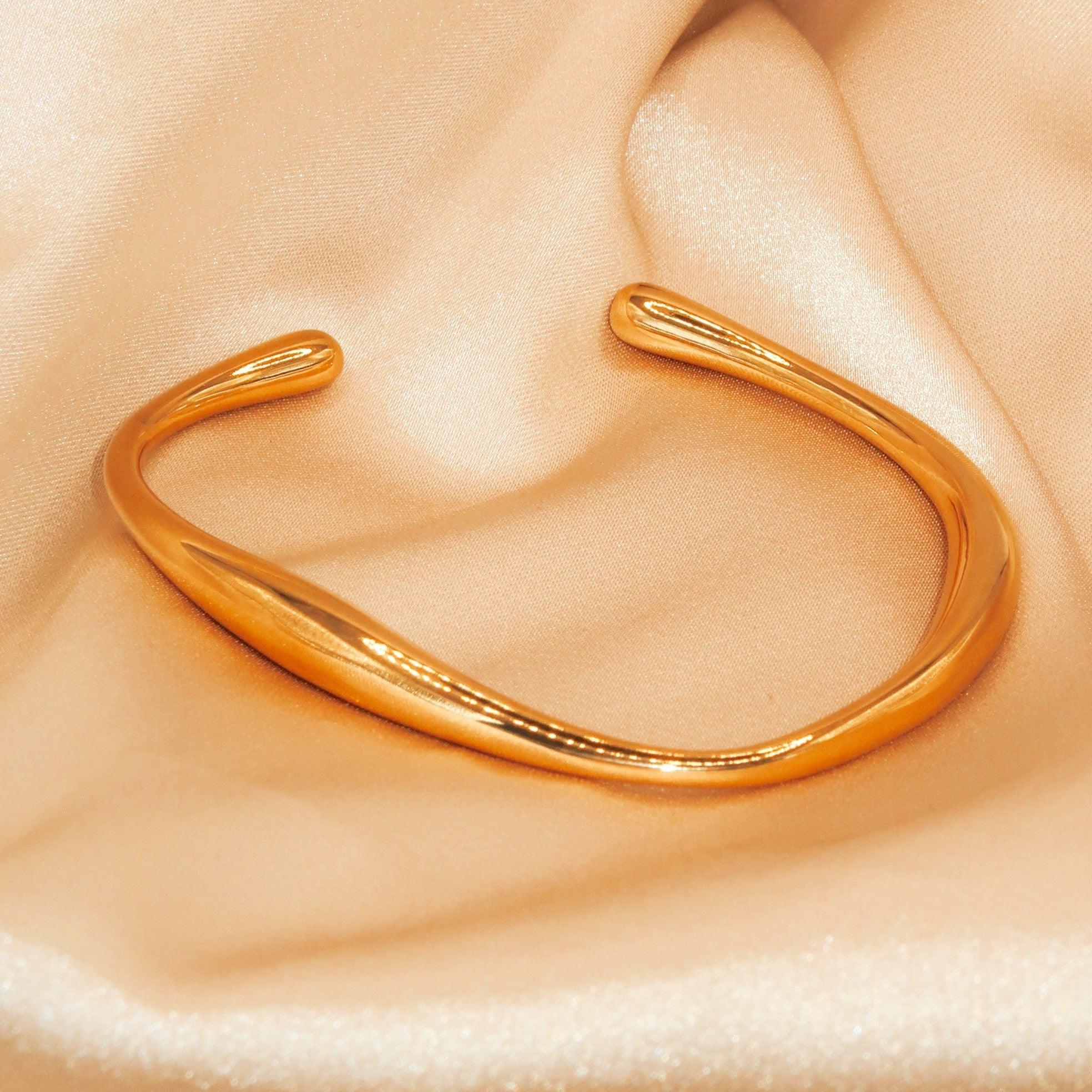 ALESSANDRA - 18K PVD Gold Plated Stackable Cuff Bracelet - Mixed Metals