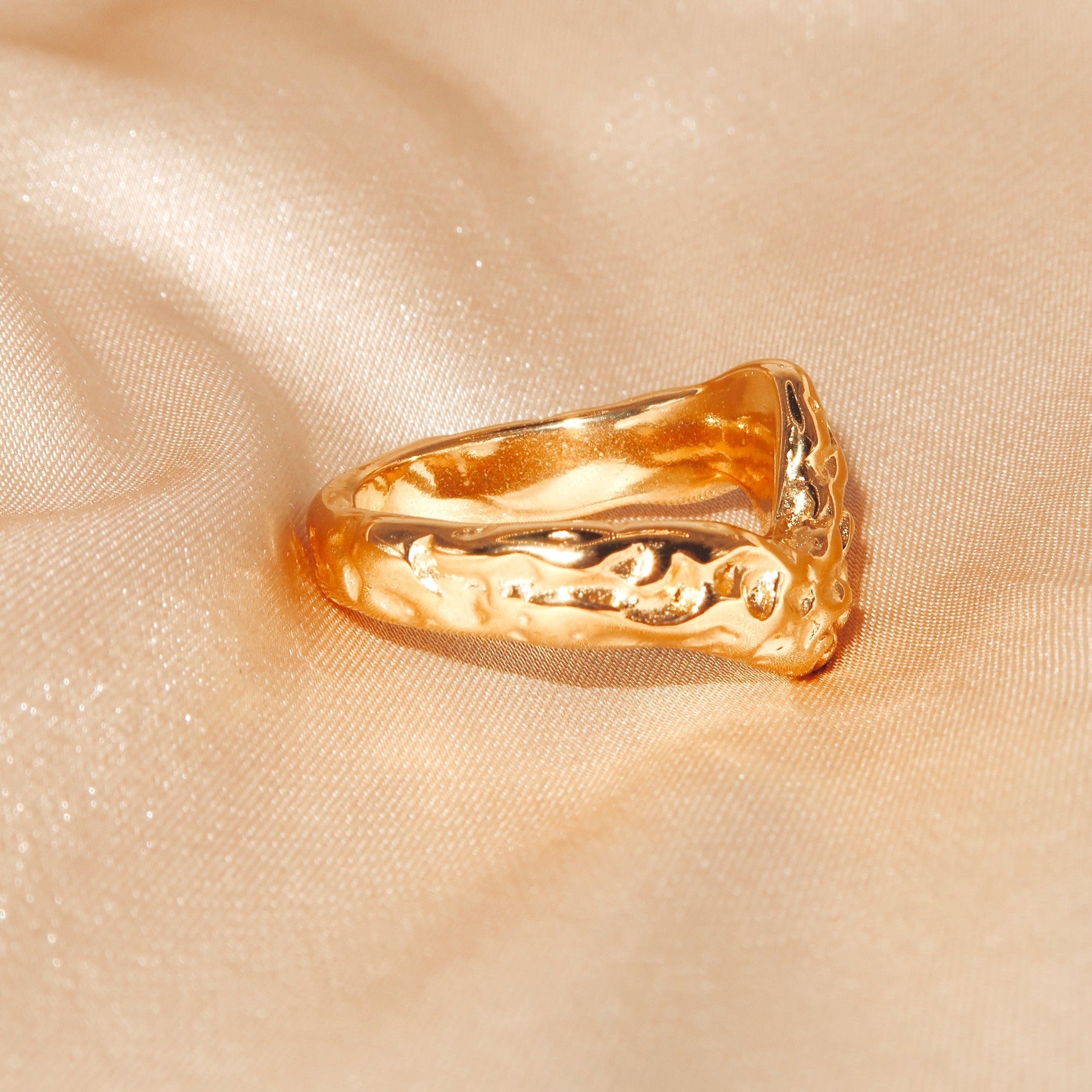 CELEST - 18K PVD Gold Plated Hammered Stackable Ring - Mixed Metals
