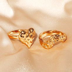 EMILY - 18K PVD Gold Plated Solid Heart Shaped Ring - Mixed Metals