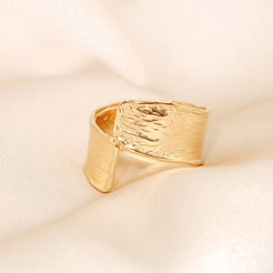 HARLOW - 18K PVD Plated Wrap Textured Ring - Mixed Metals