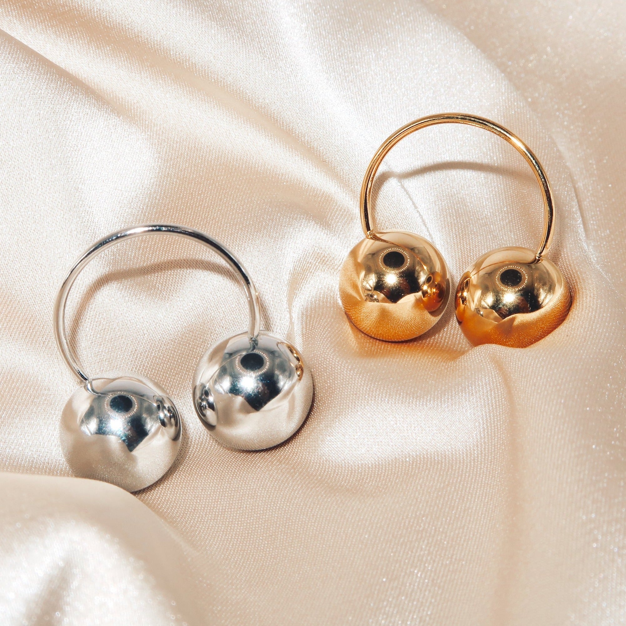 KAMALA - 18K PVD Gold Plated Double Sphere Ring - Mixed Metals
