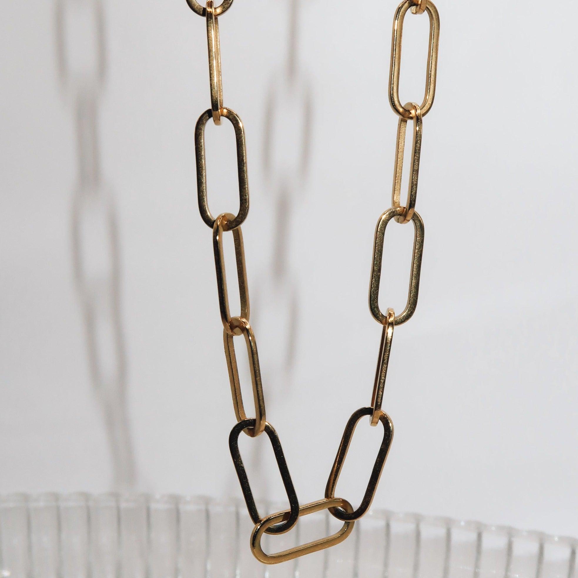 MARIAH - 18K PVD Gold Plated Paperclip Link Chain Necklace - Mixed Metals