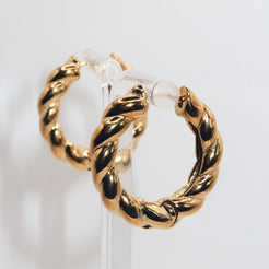 ELLA - 18K PVD Gold Plated Twisted Medium Hoops - Mixed Metals