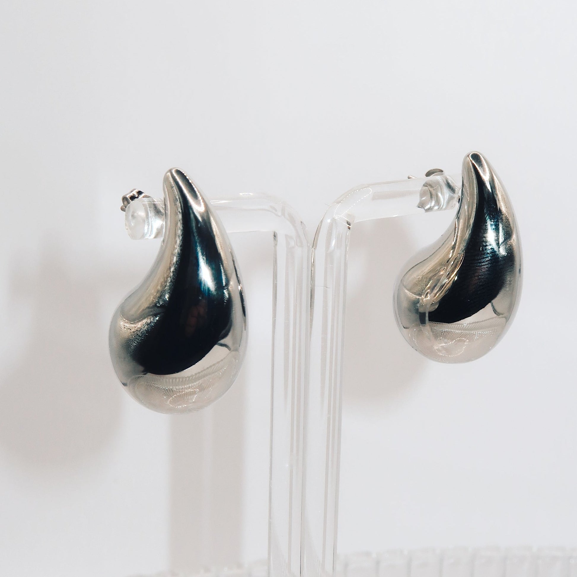 TRINA - 18K PVD Silver Plated Chunky Teardrop Earrings - Mixed Metals