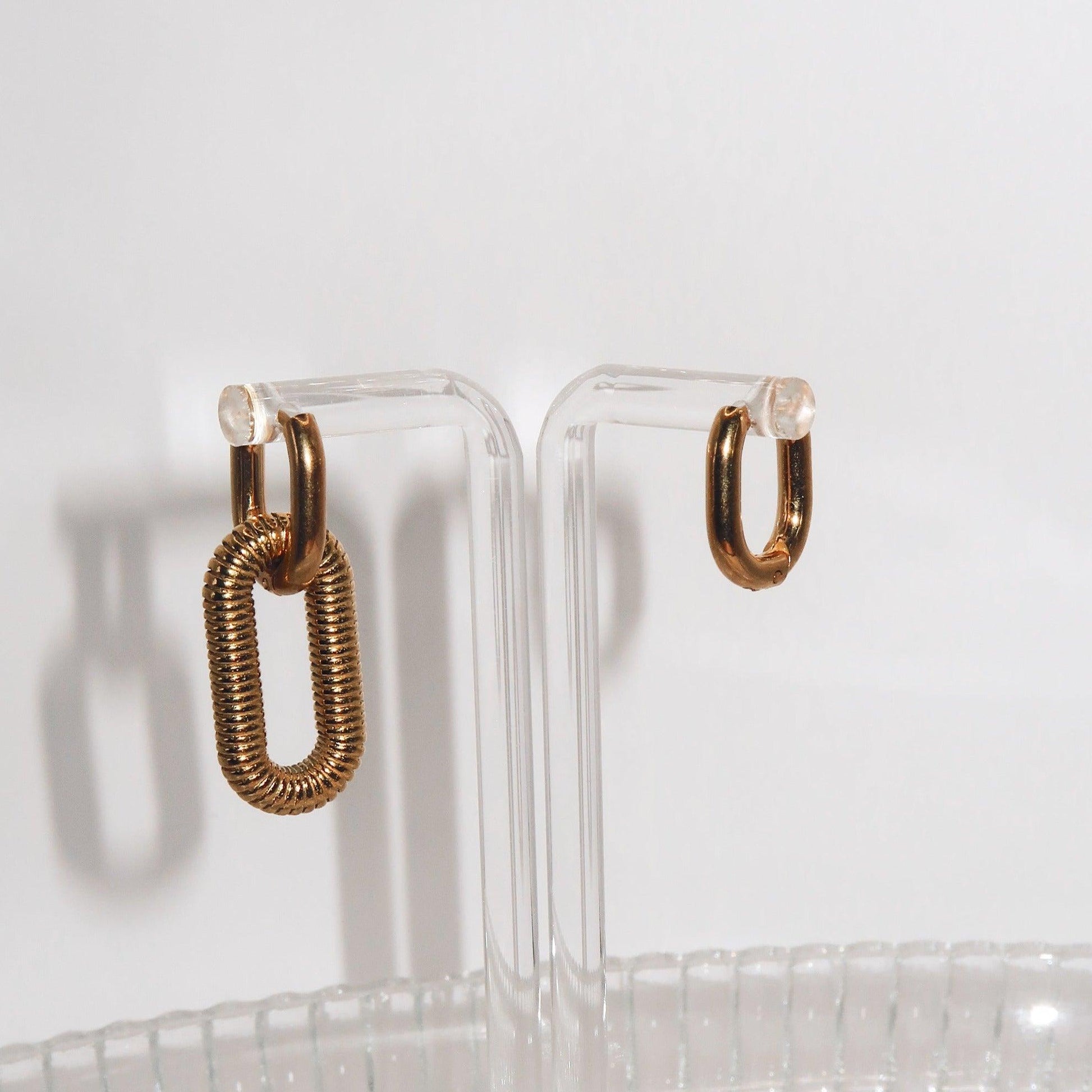 CARMEN - 18K PVD Gold Plated Convertible Oval Hoop Earrings - Mixed Metals