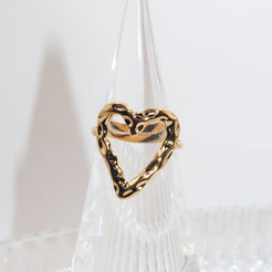 ALANA - 18K PVD Gold Plated Hollow Heart Shaped Ring - Mixed Metals