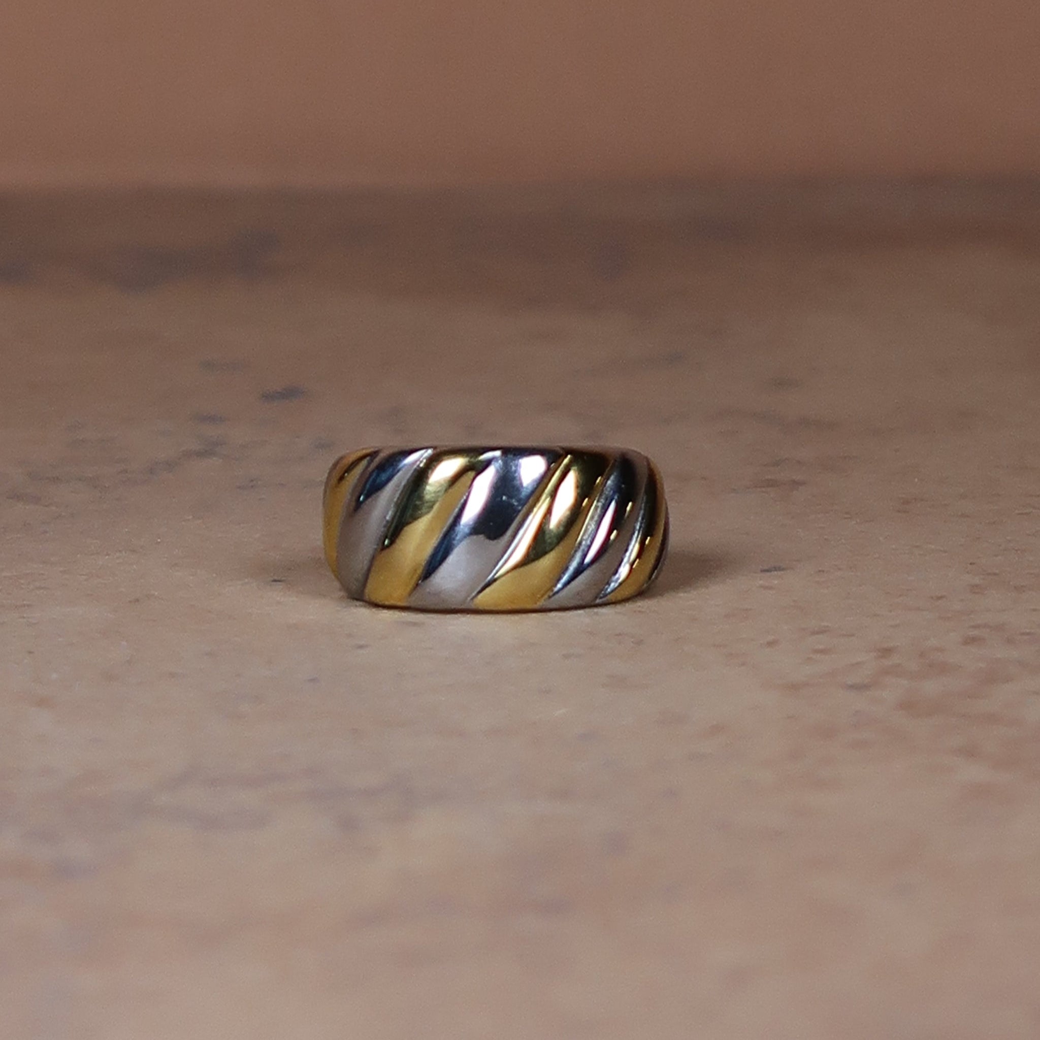 Zoey - Silver and Gold Braided Adjustable Croissant Ring