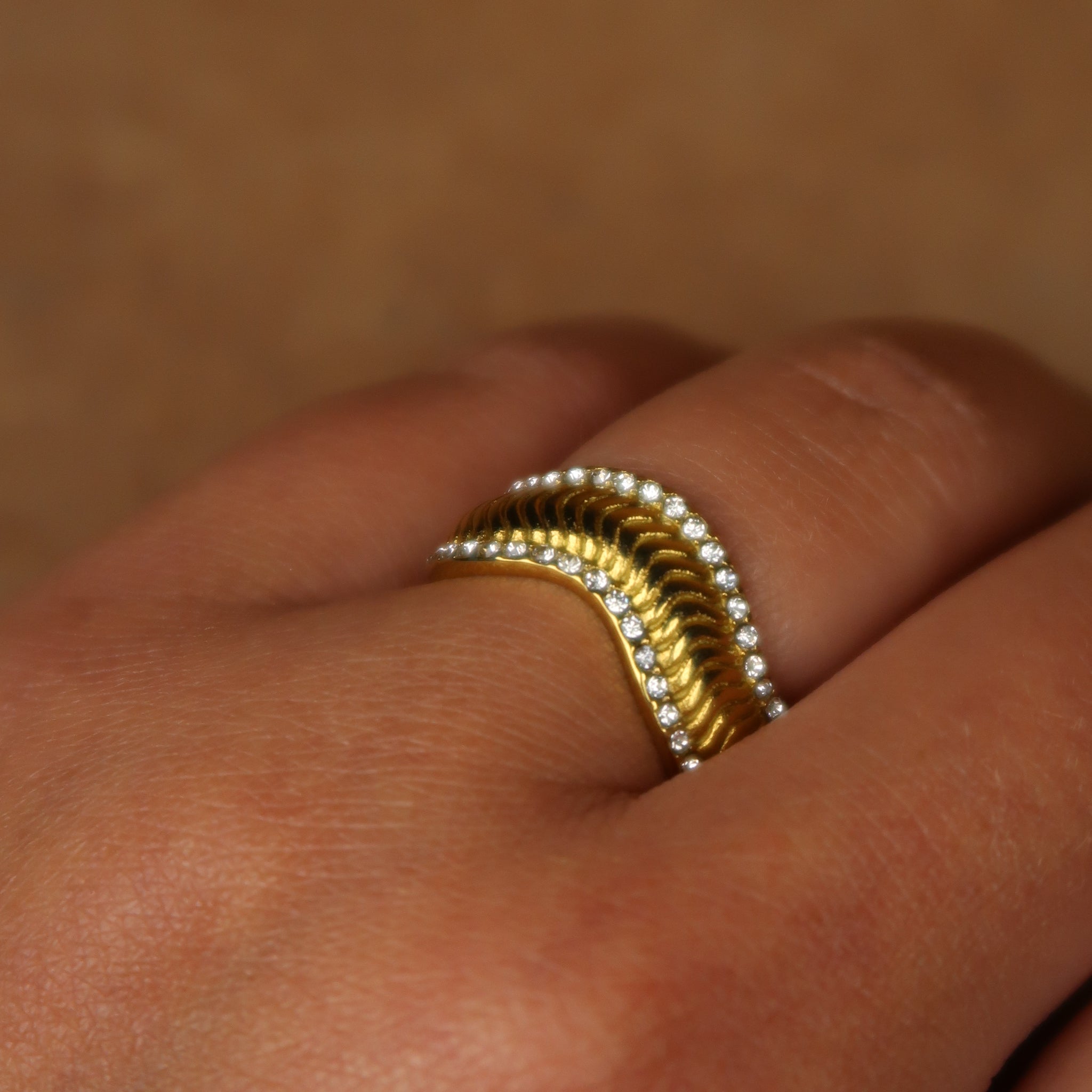 Dakota - Wavy Ring Design with Diamond Detail