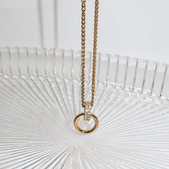 KARA - 18K PVD Gold Plated Double Loop Pendant Necklace with CZ Stones - Mixed Metals