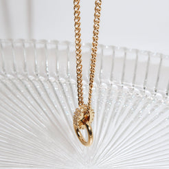 KARA - 18K PVD Gold Plated Double Loop Pendant Necklace with CZ Stones - Mixed Metals