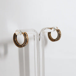 KIMBERLY - 18K PVD Gold Plated Small Hoop Earrings with CZ Stones - Mixed Metals