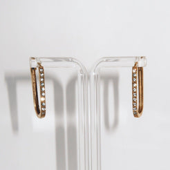 LANA - 18K PVD Gold Plated U-Shaped Hoop Earrings with CZ Stones - Mixed Metals