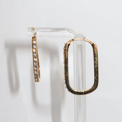 LANA - 18K PVD Gold Plated U-Shaped Hoop Earrings with CZ Stones - Mixed Metals