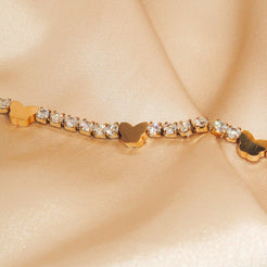 LYLA - 18K PVD Gold Plated Butterfly Detail and CZ Stones Tennis Bracelet - Mixed Metals