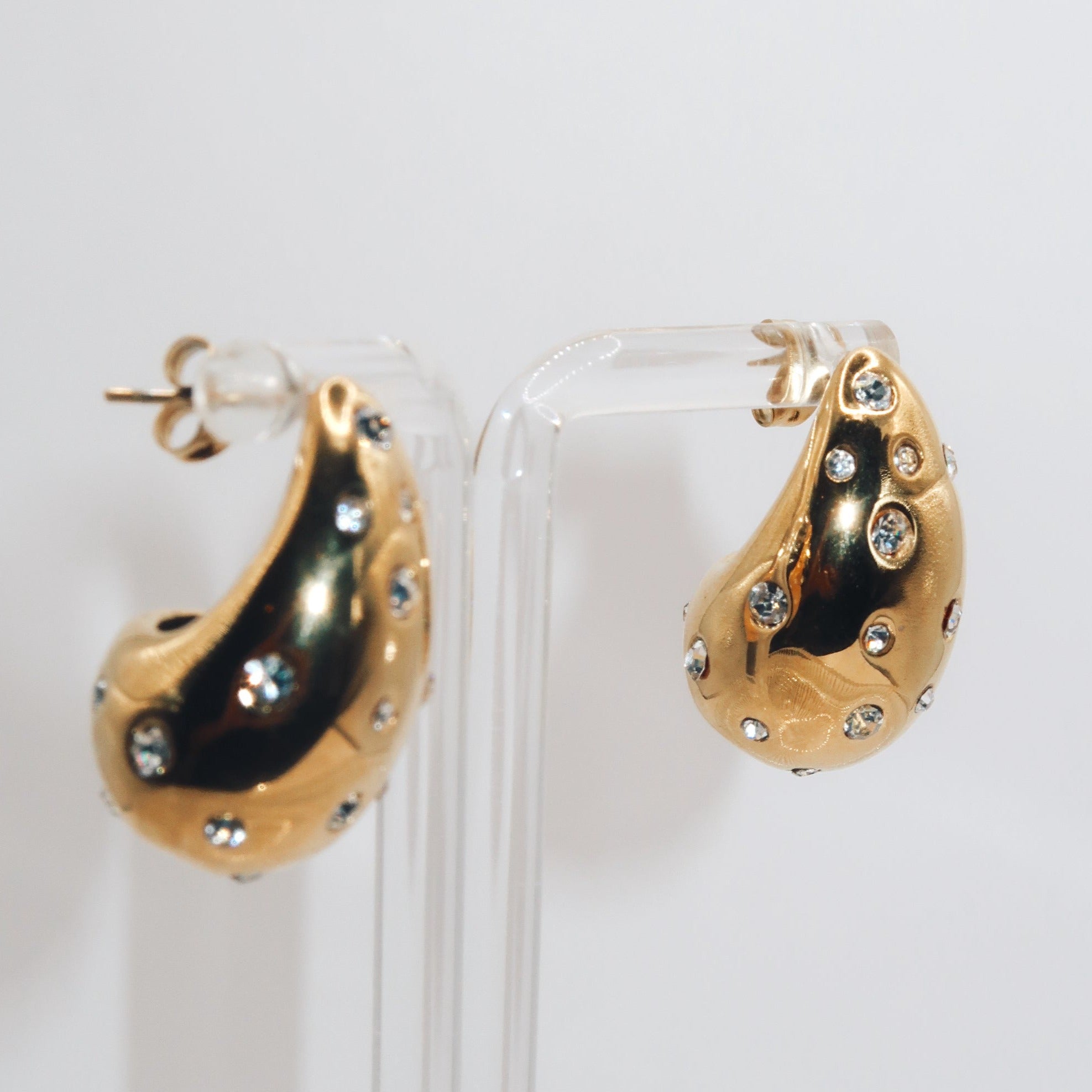 ROME - 18K PVD Gold Plated Teardrop Earrings with CZ Stones - Mixed Metals