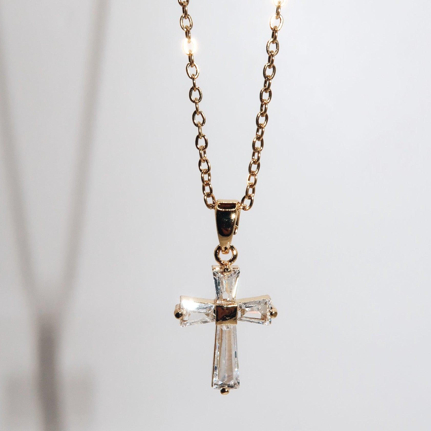 SOPHIA- 18K PVD Gold Plated Dainty Cross Pendant Necklace - Mixed Metals