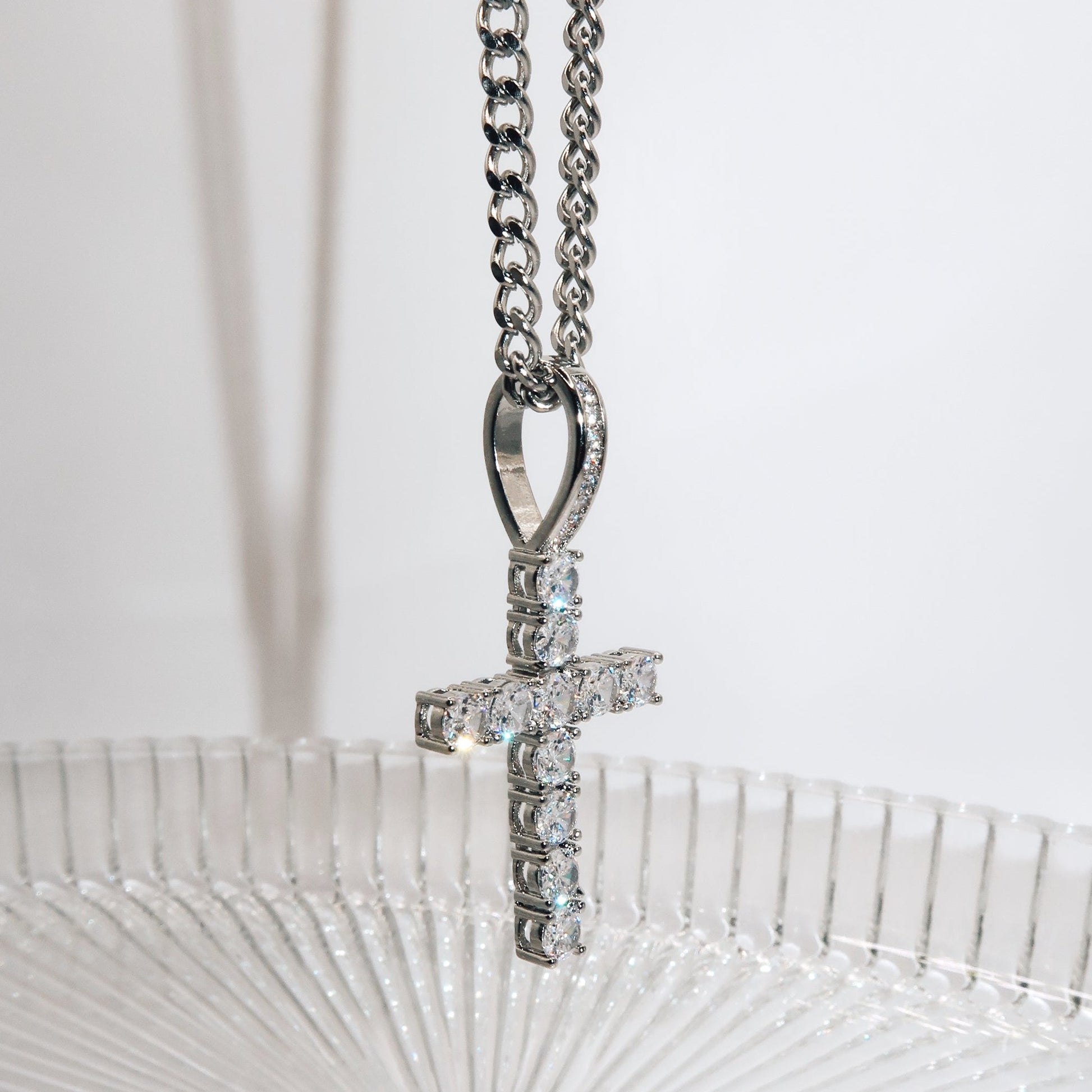 STASSIE - 18K PVD Gold Plated Cross Pendant Necklace with CZ Stones - Mixed Metals