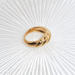 KARAH - 18K PVD Gold Plated Croissant Shaped Ring - Mixed Metals