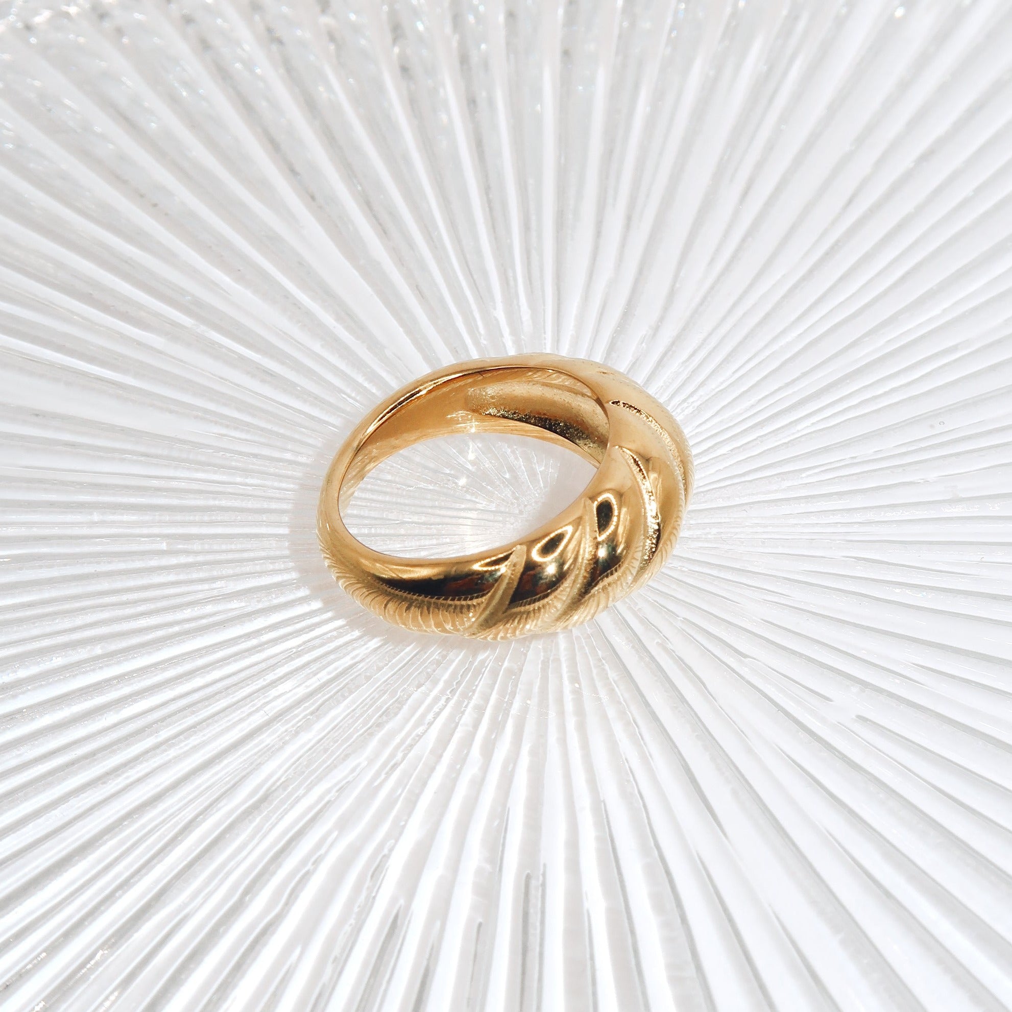 KARAH - 18K PVD Gold Plated Croissant Shaped Ring - Mixed Metals